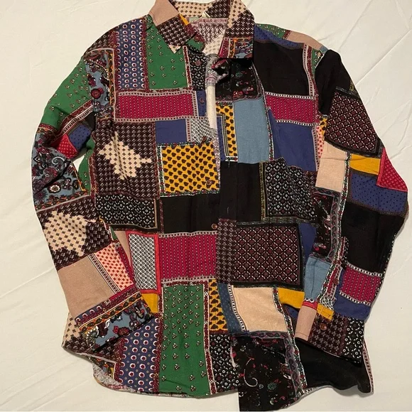 Colorful Patchwork Button-Up Shirt - Picture 1 of 4